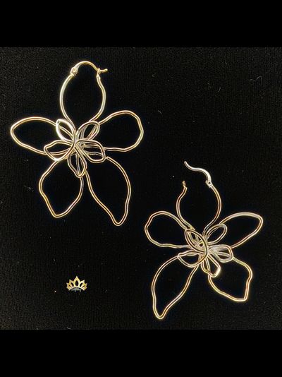 Серьги Цветок серебристый 6,5см