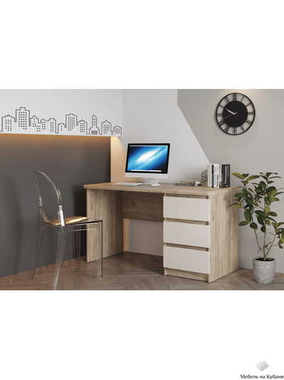 Бостон стол письменный Дуб Крафт серый/Кашемир