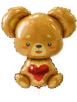 Фольгированный шар фигура с гелием "Медвежонок с сердечком"