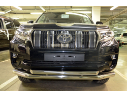 Защита переднего бампера двойная d76/60 для Toyota Land Cruiser Prado 150 (2017-...)