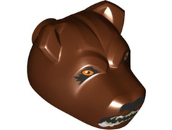 Dog Head with Black Nose, Bright Light Orange Eyes, Snarling Mouth with Foam Pattern HP Fluffy Right Head, Reddish Brown (78536pb03 / 6372060)
