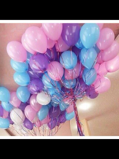 10 шаров розовые, голубые, фиолетовые