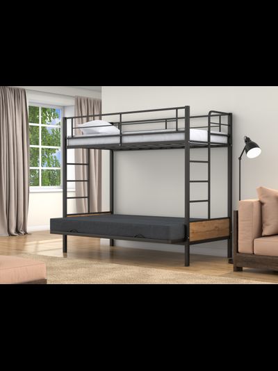 Двухъярусная кровать-диван Дакар 1 Черный (вставки дуб крафт табак)