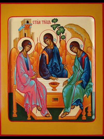 Троица Святая. Рукописная икона. 22х28см.