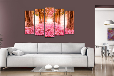 Модульная картина "Розовое покрывало. Сакура"