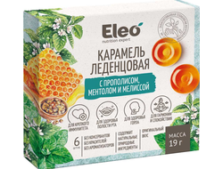 Карамель леденцовая с прополисом, ментолом и мелиссой, 19г (Eleo)