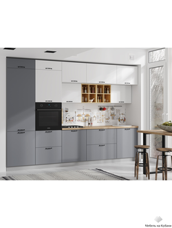 Кухня «Ройс» Серый эмалит/Белый эмалит модульная кухня