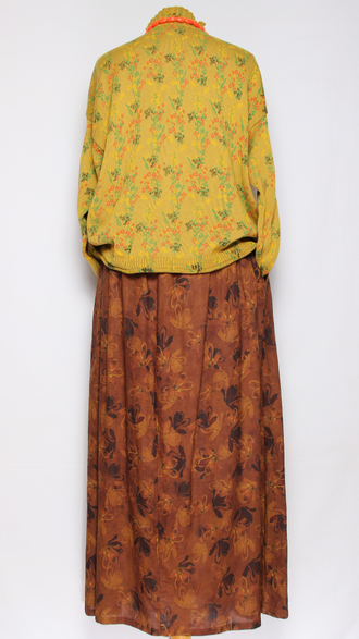 ЮБКА "ХЛОПОК НА ПОДКЛАДЕ" синяя, терракотовая до р.48