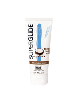 44116 Съедобная смазка на водной основе HOT Superglide для орального секса со вкусом кокоса, 75 мл