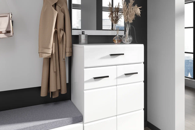 Прихожая Йорк с прямым шкафом, модульная, белый, белый глянец