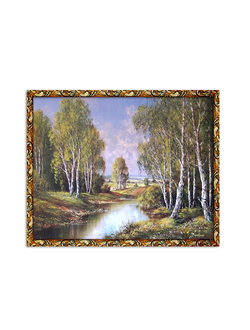 Картина в раме на стену 148751 "Берёзы у ручья" 45*55 см.
