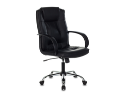 Кресло руководителя Бюрократ T-800N/BLACK черный кожа крестовина хром