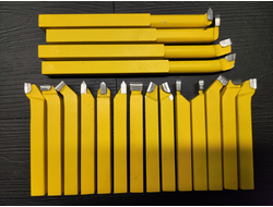 Набор заточенных токарных резцов по металлу 10х10 мм из 18 шт (Марка напаек M20)