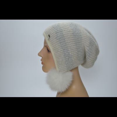 Vizio Италия шапка ушанка с помпонами 1444  белая vizionshop