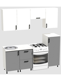 Кухня Эконом 1,5 метра с полуколонкой (1000х500) Цвет: Белый/Базальт