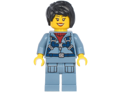 Ocean Mini-Submarine Pilot - Female, Harness, Sand Blue Legs with Pockets, Black Hair, n/a (cty1181)