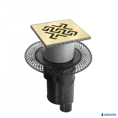 Трап водосток PLATZ Antik 150х150 Вертикальный выпуск (Бронза)