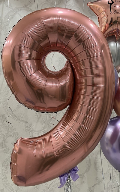 Шар-цифра 102 см с гелием Розовое золото