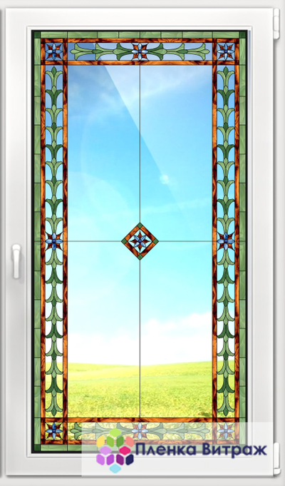 Витражная пленка, витражная пленка самоклеющаяся, пленочный витраж с классическим рисунком