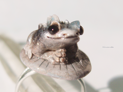 "Каменная Драконья Лягушка", кольцо в стиле фэнтези