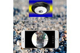 Артикул: DE-Wfish-QJHI1130A-V2 Потолочная - настенная WiFi/LAN видеокамера панорамная с DVR, Full HD