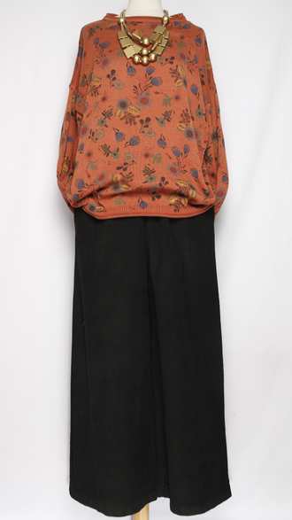 Брюки Бохо "ПАЛАЦЦО КРУПНЫЙ ВЕЛЬВЕТ"  черные до р.56