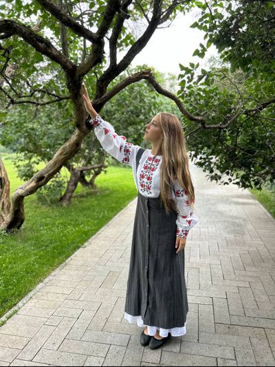 Рубашка конопляная "Розы"