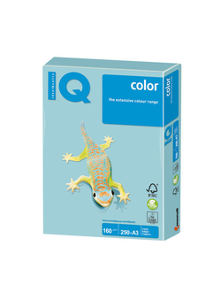 Бумага цветная IQ color БОЛЬШОЙ ФОРМАТ (297х420 мм), А3, 160 г/м2, 250 л., пастель, голубая, MB30