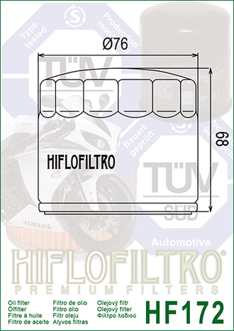 Масляный фильтр  HIFLO FILTRO HF172C для Harley Davidson (63782-80, 63810-80A)