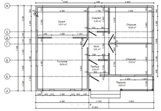 Одноэтажный каркасный дом с двумя спальнями 53м² (SK45)