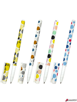 Ручка шариковая BRAUBERG SOFT TOUCH GRIP «DOTS», СИНЯЯ, мягкое покрытие, ассорти, узел 0,7 мм. 143722