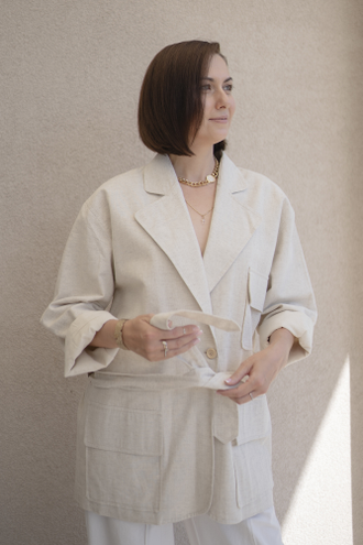 Жакет льняной с поясом