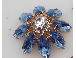 ПУГОВИЦЫ ДЕКОРАТИВНЫЕ СО СТРАЗАМИ Dolce&Gabbana, 31 мм. 50 шт. Р-0042. Цвет: голубой