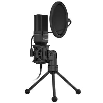Микрофон игровой Marvo MIC-03 всенаправленный, на триподе, проводной 1,5 м, с встроенной звуковой картой, черный