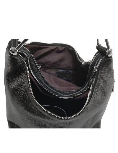 (АРТИКУЛ: 9808/1/82) СУМКА МЕШОК ЖЕНСКАЯ, СРЕДНЕГО РАЗМЕРА, НАТУРАЛЬНАЯ КОЖА, ЧЕРНАЯ, ДВА ОТДЕЛЕНИЯ, РУЧКА И РЕМЕНЬ ЧЕРЕЗ ПЛЕЧО