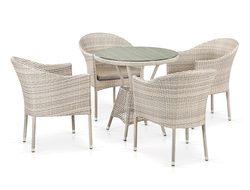 Плетеный обеденный комплект T705ANT/Y350-W85 Latte из искусственного ротанга