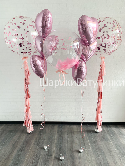 Шар гигант с конфетти и надписью 60см