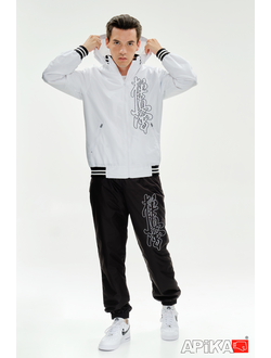 Костюм спортивный KANJI с символикой каратэ, черно-белый, APIKA, вышивка киокушинкай