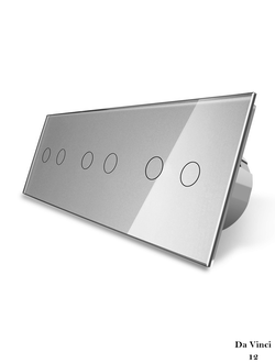 Шестиклавишный сенсорный выключатель livolo на 3 поста серого цвета