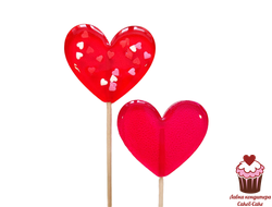Леденец Сердце 5 см с посыпкой, Красное