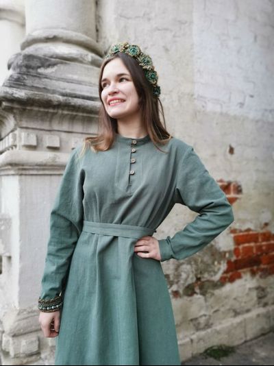 "Донское" базовое платье - укороченное, 100% крапива