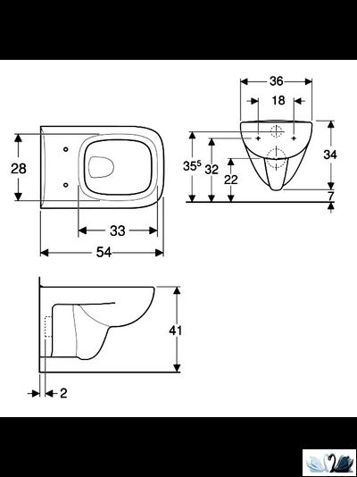 Унитаз подвесной Geberit Renova Plan 202170000, безободковый