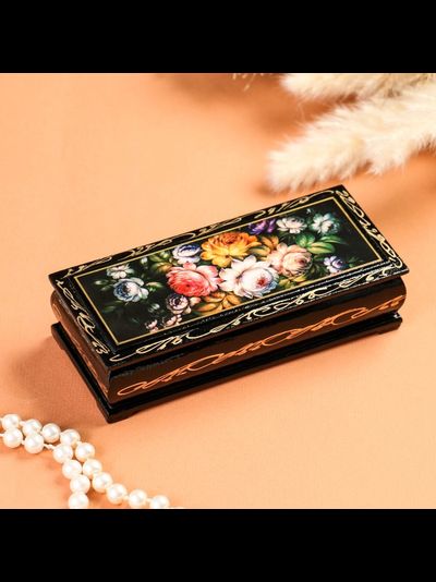 Шкатулка «Жостово», 14×6 см, лаковая миниатюра