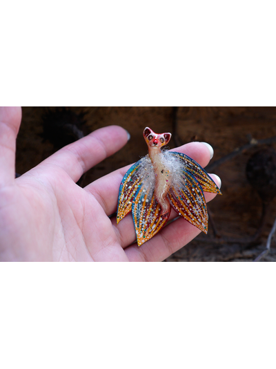 "Бабочка Вогненной Лисички", кулон из глины и шёлка