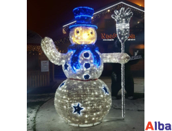 Световая фигура с мишурой Новогодний снеговик-2