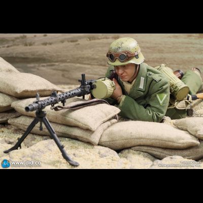 Немецкий пулеметчик африканского корпуса Биалас - КОЛЛЕКЦИОННАЯ ФИГУРКА 1/6 WWII German Africa Corps WH MG34 Gunner  – Bialas (D80158) -  DID