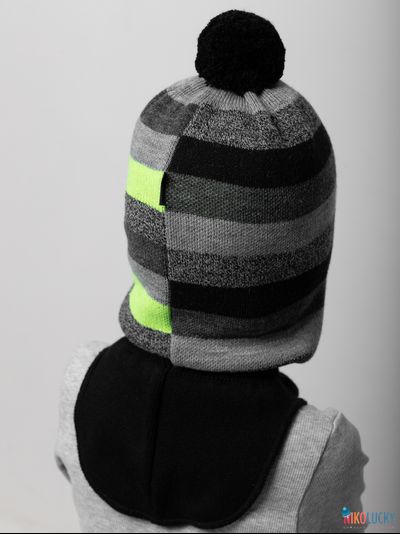 Шапка-шлем 20101-02 с утеплителем, х/б  подклад , черный,серый,салатовый 56-58