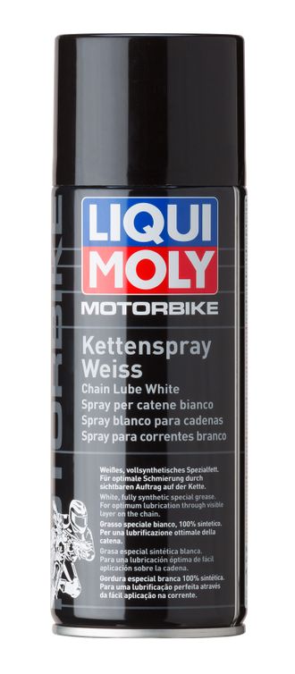 Белая цепная смазка для мотоциклов Liqui Moly Motorbike Kettenspray weiss - 0,4 Л (1591)