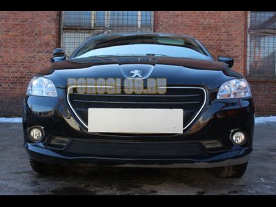 Защита радиатора Peugeot 301 2013- black верх