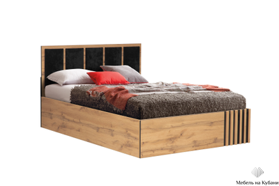 Либерти 51.26 Кровать универсальная (ортопед 5Н или подъемник) (дуб вотан / черный / ткань велюр монако черный) (без основания)